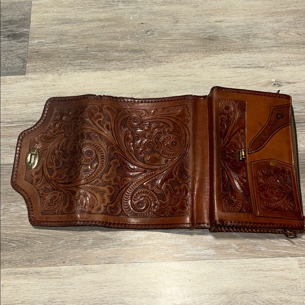 Handcrafted Brown Leather Reversible Purse no strap